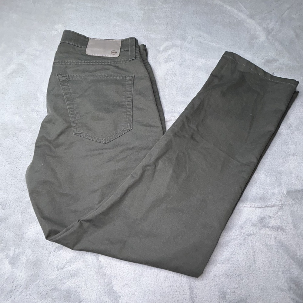 AG Adriano Goldschmied Tellis Jeans Mens 34x28 Olive Green Lined Modern Slim
